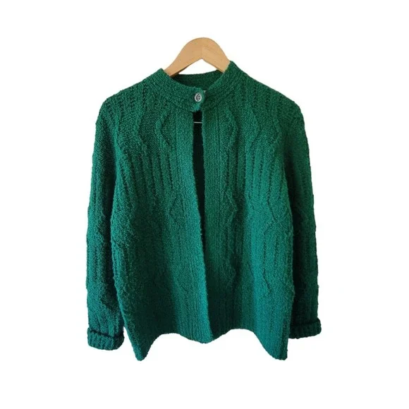 Objectives Vintage Green Shaw Cardigan‎ Sweater LARGE - Picture 5 of 7